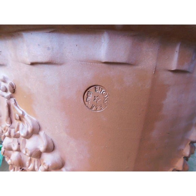 Bitossi Mid-Century Bitossi F.&F. Italian Terracotta Planter With Festoon Swags & Mascarons For Sale - Image 4 of 13