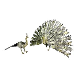 Vintage 20th Century Spanish Silver Dionisio Garcia Style Peacock Figurines- Set of 2