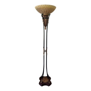 Large Vintage Opera Style Torchiere Floor Lamp For Sale