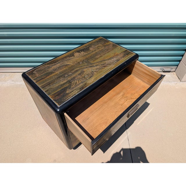 1970s Acid-Etched Brass & Ebony Lacquer Chest by Bernhard Rohne for Mastercraft For Sale - Image 10 of 12