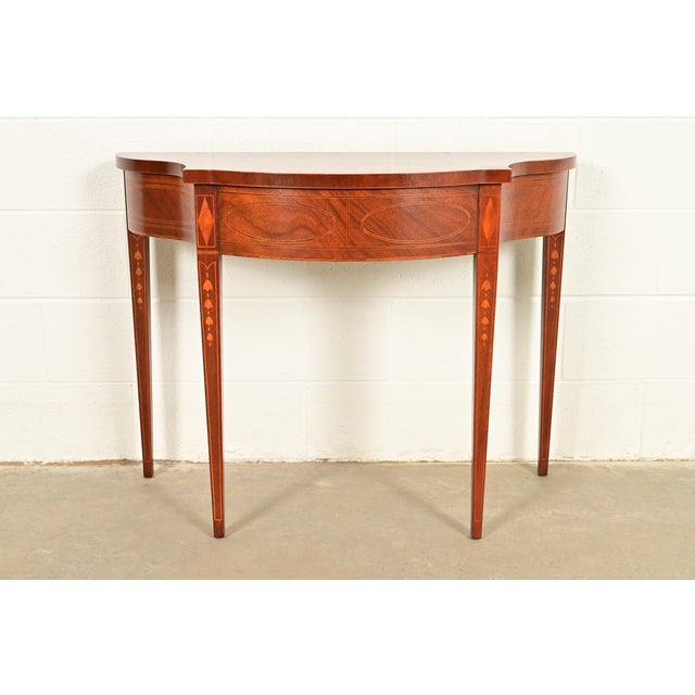 Baker Furniture Historic Charleston Federal Inlaid Mahogany Console or Entry Table For Sale - Image 13 of 13