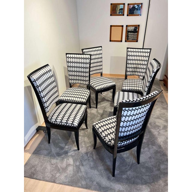 High Back Black Lacquered Dining Chairs, Set of 6 For Sale - Image 6 of 18