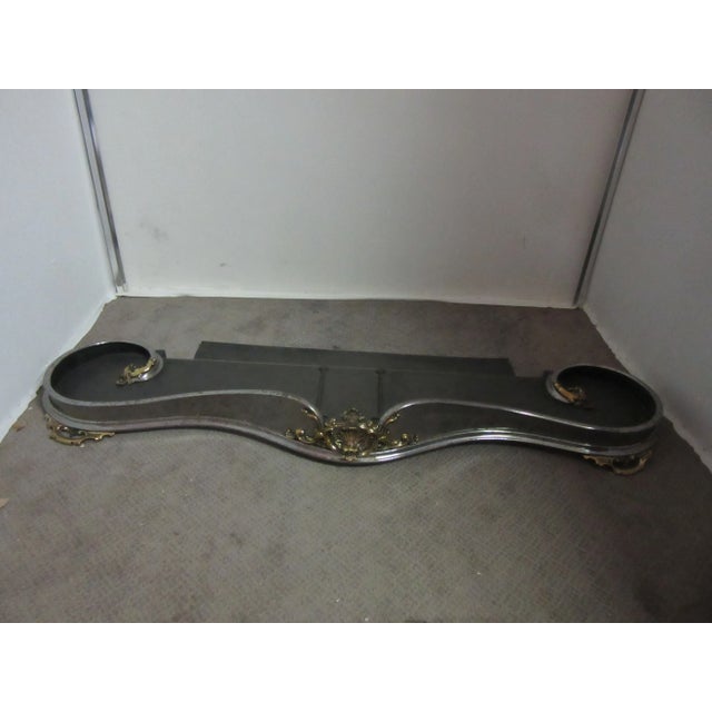 Late 19th Century Art Nouveau Solid Steel French Fireplace Fender With Brass Decoration For Sale - Image 5 of 5