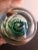 Vintage Signed Polish Crystal Green Swirl Art Glass Paper Weight For Sale - Image 4 of 7