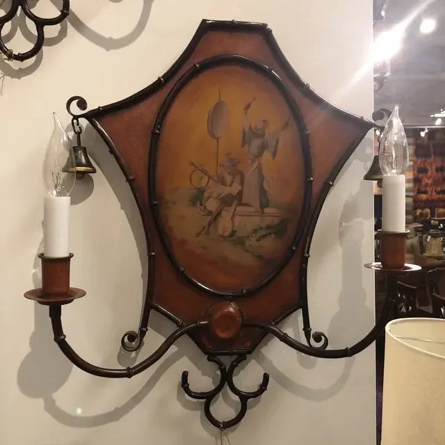 1990s Italian Handpainted Metal Sconce For Sale - Image 10 of 10