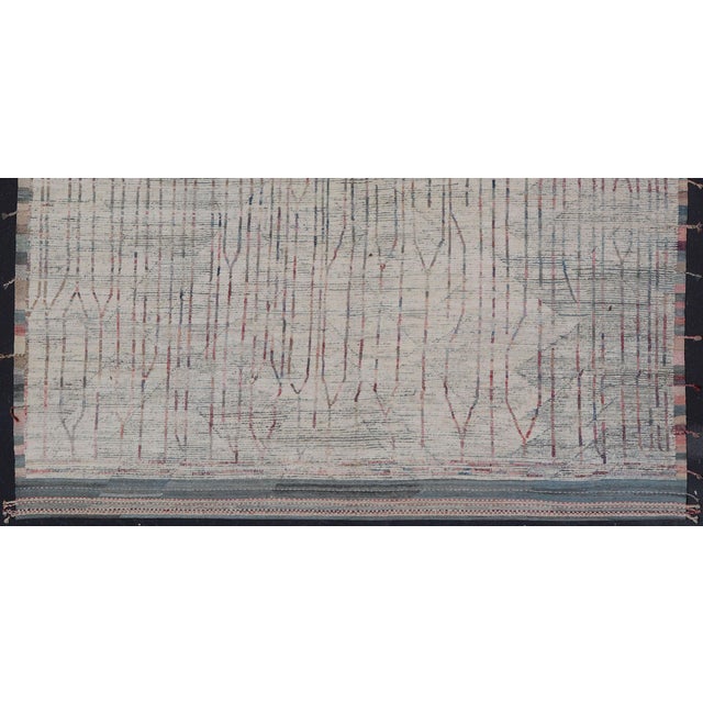 Early 21st Century Modern Afghanistan Rug in Neutral Tones With Subdued Design With Pops of Color For Sale - Image 5 of 10