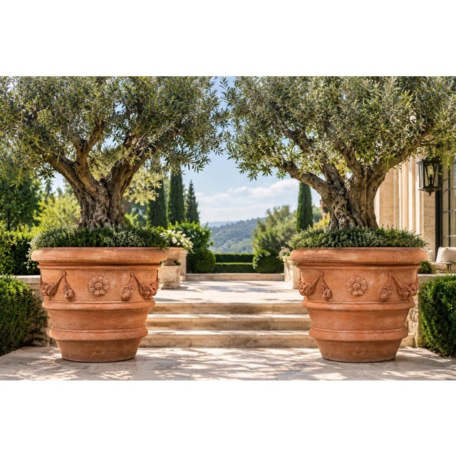Italian 1950s Italian Terracotta Garland Planter For Sale - Image 3 of 6