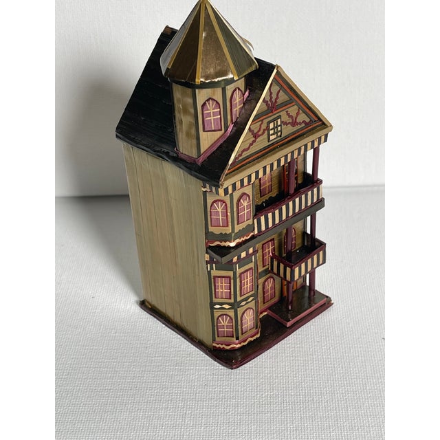 Textile Antique Folk Art Handmade Straw Miniature Doll House For Sale - Image 7 of 8