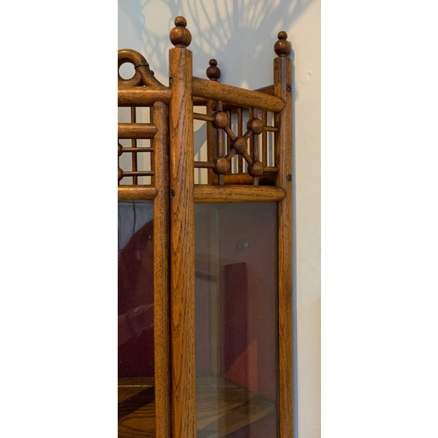 Antique Arts & Crafts Oak Wall Corner Cabinet For Sale - Image 4 of 6