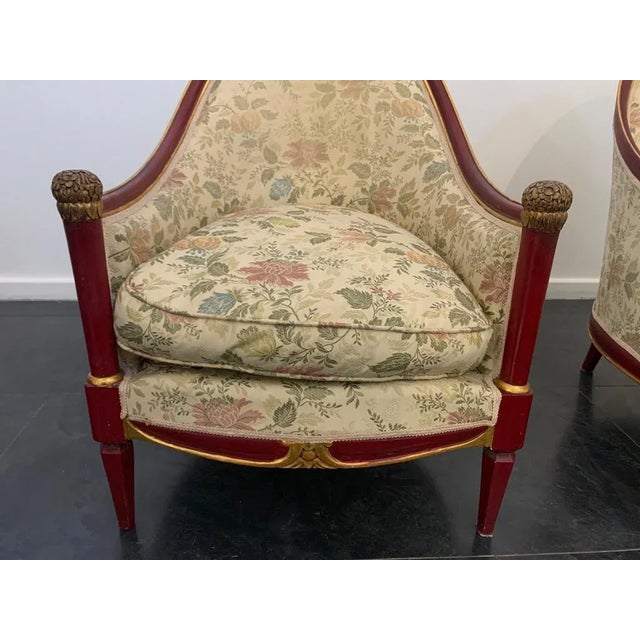Set of Cardinal Red Lacquered Armchairs For Sale - Image 11 of 13