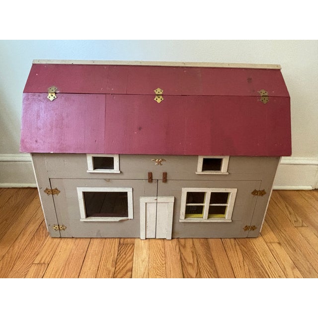 Early 20th Century Bench Made Folk Art Colonial Dollhouse, Furnished For Sale - Image 4 of 17