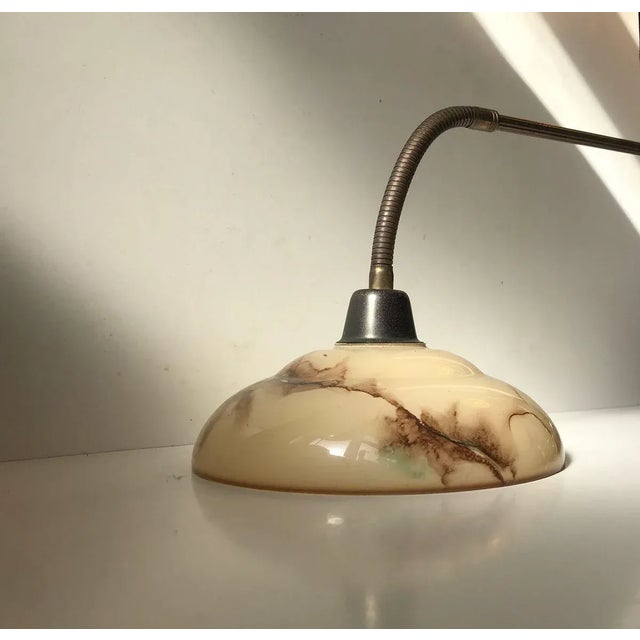 1950s Danish Functionalist Wall Light in Brass & Marble Glass by Th. Valentiner, 1950s For Sale - Image 5 of 12