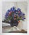 English Vintage Mid 20th Century Impressionist Blue Red Floral Still Life Painting For Sale - Image 3 of 3