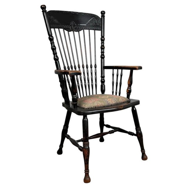 19th Century Ebonised Oak Windsor Armchair For Sale - Image 12 of 12