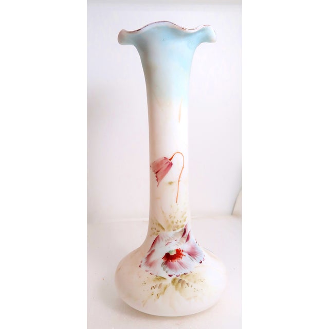 Lovely Tall Vintage Hand-Painted Porcelain Vase For Sale - Image 10 of 18