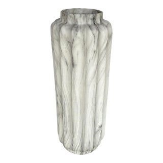 Large Modern White and Gray Marbleized Floor Vase For Sale