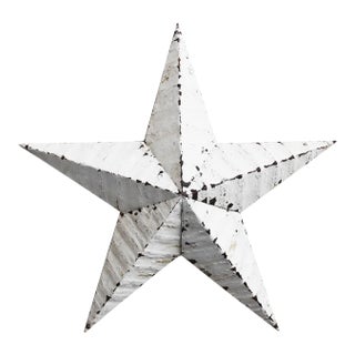 Vintage White Metal Farmhouse Barn Star Wall Object For Sale