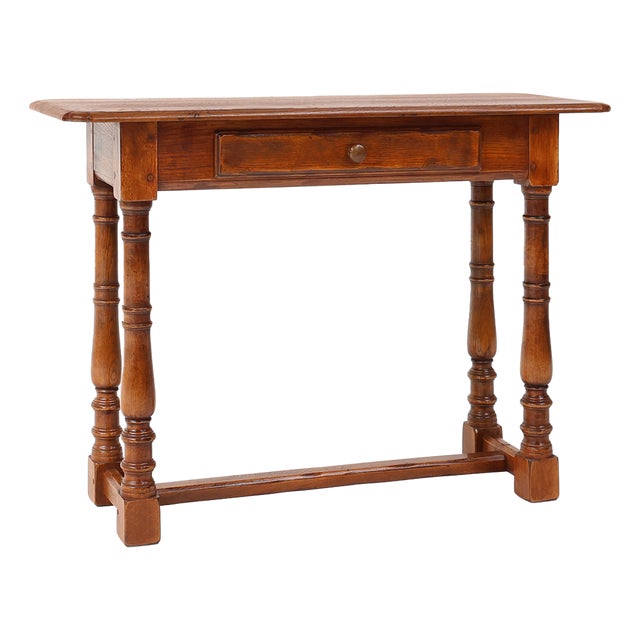 Rustic Oak Console with Drawer, Belgium, 1800s For Sale