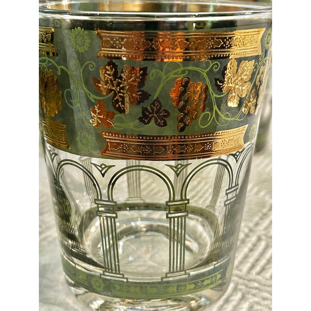 Mid 30th Century Cera “Golden Grapes Green” Cocktail Glassware - Set of 12 For Sale In New Orleans - Image 6 of 8