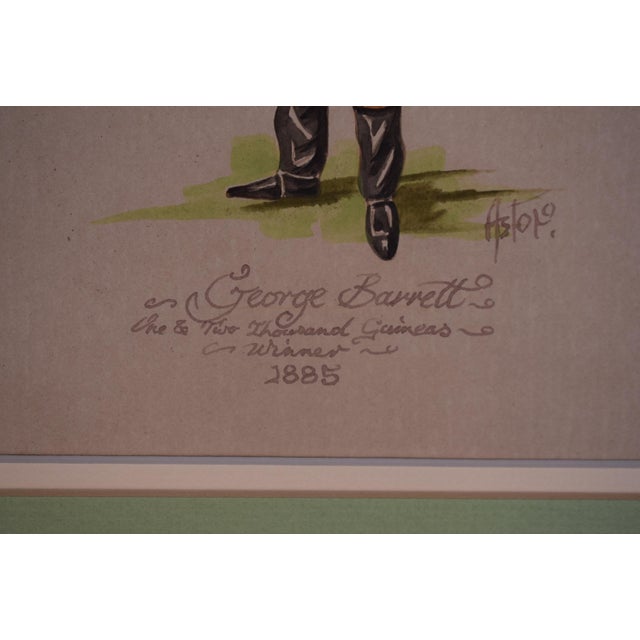 Traditional George Barrett Jockey One & Two Thousand Guineas Winner 1885 Watercolour by Astor For Sale - Image 3 of 5