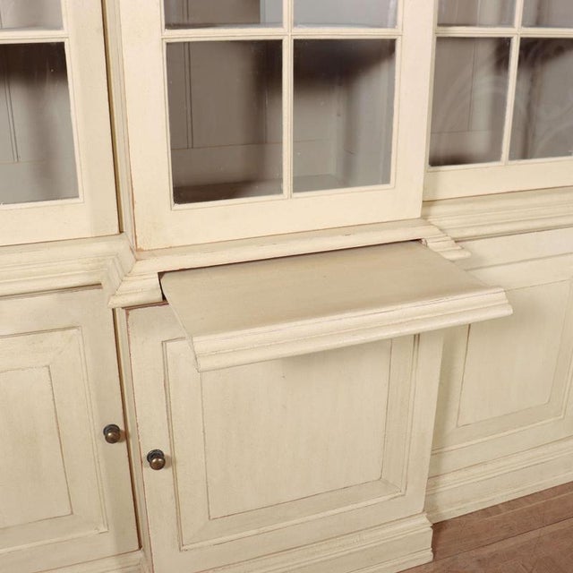 Cream Vintage English Breakfront Bookcase, 1990s For Sale - Image 8 of 12