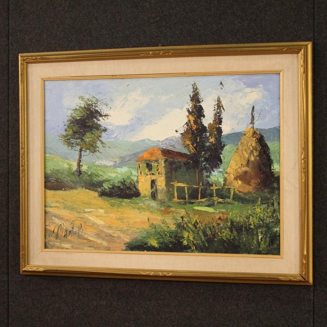 Italian Artist, Countryside Landscape, 1970, Oil on Canvas For Sale - Image 12 of 14