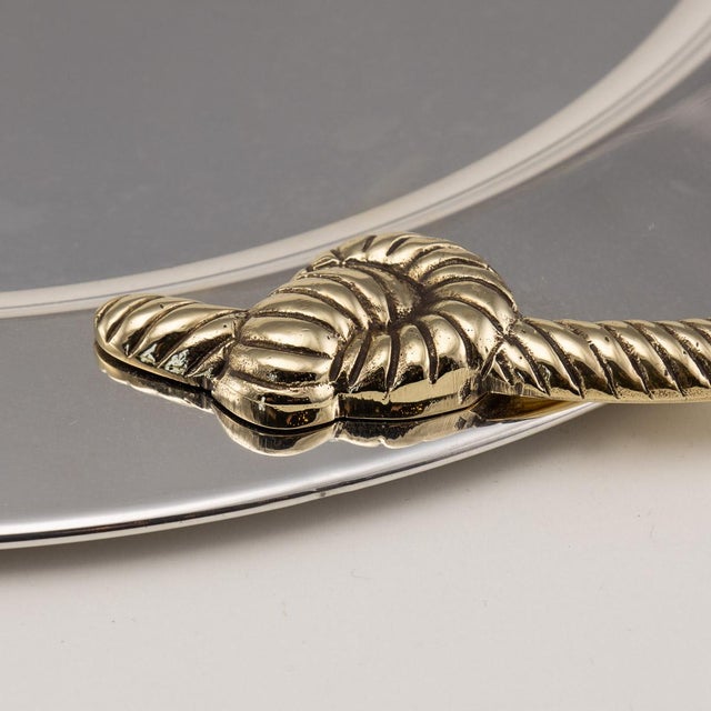 Metal Mid 20th Century French Silver Plated Nautical Serving Tray For Sale - Image 7 of 10