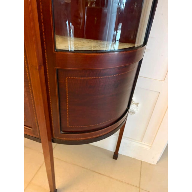 Antique Edwardian Mahogany Inlaid Bow-Ended Display Cabinet, 1900 For Sale - Image 6 of 15