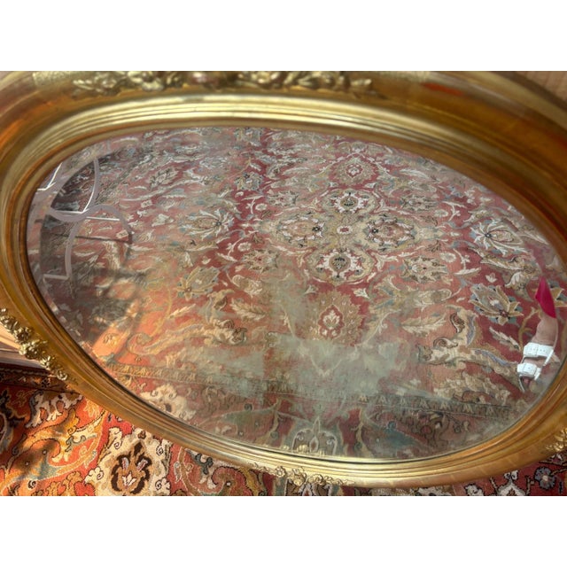 Louis XVI Oval Beveled Giltwood Mirror, 19th Century, 1890s For Sale - Image 6 of 9