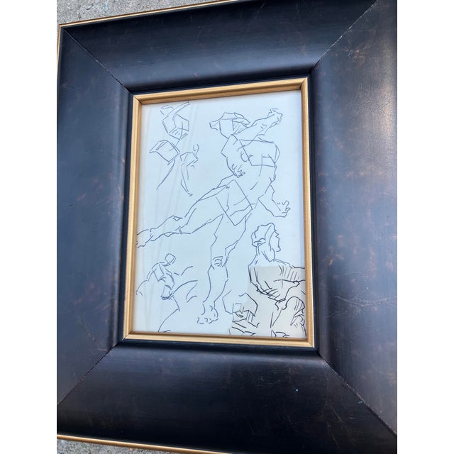 2 original approx 5 x 7 ink study drawings unsigned studies Overall size with new old stock frame is 10 x 12