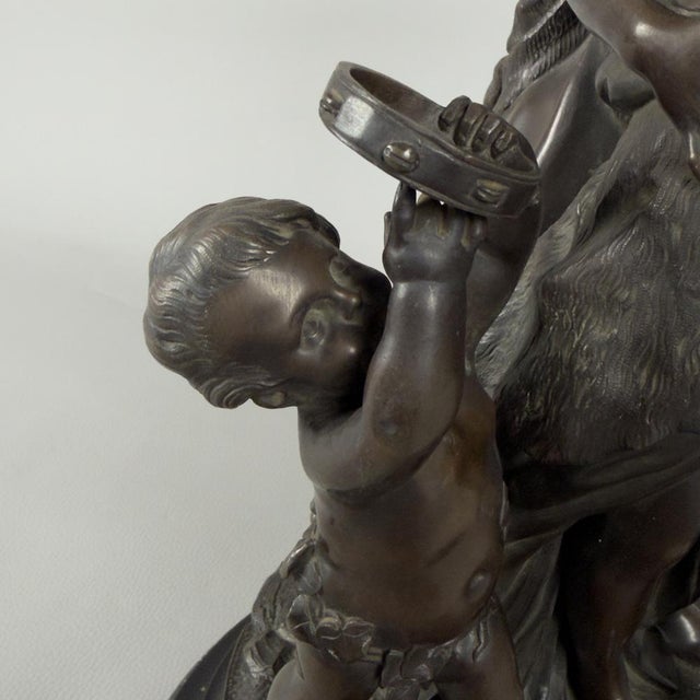 Black Clodion, The Childhood of Silene, 20th Century, Bronze on Marble Base For Sale - Image 8 of 16