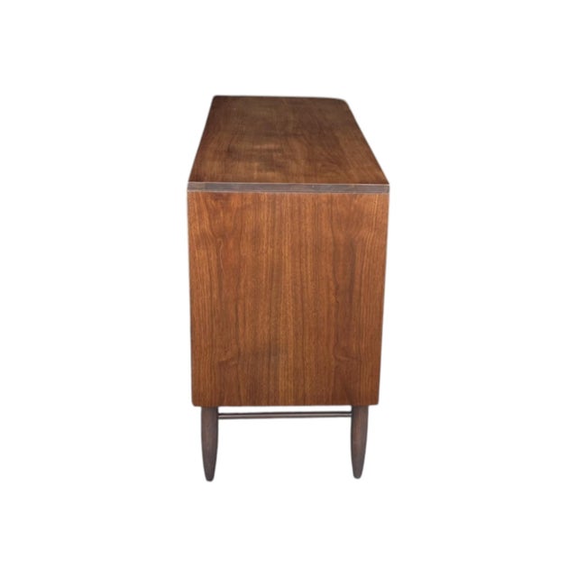 Mid-Century Modern Walnut & Rattan Cabinet – Restored Danish Modern Credenza For Sale - Image 10 of 11