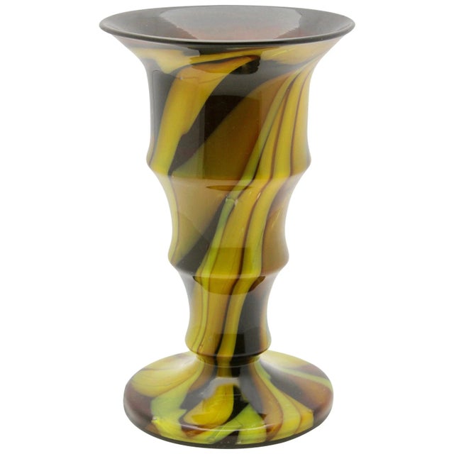 German Posy Vase with Concave Ribs & Toffee and Caramel Swirls, 1980 For Sale - Image 6 of 6