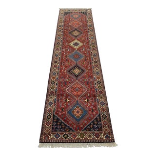Yalameh Runner 2’9” X 9’9” Red Wool Vintage Tribal Hand-Knotted Rug For Sale