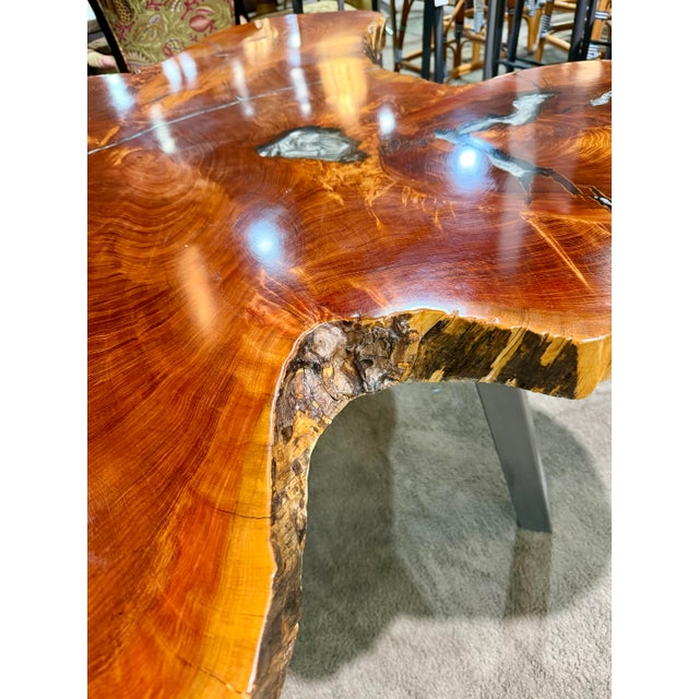 Live Edge Wood Dining Table With Resin Top, Organic Free-Form Design For Sale In Las Vegas - Image 6 of 8
