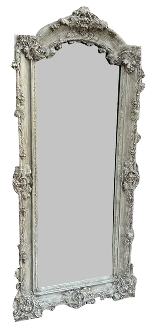 Large Antique French Shaped Top Painted Mirror
