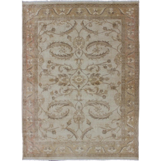 Chobi Rug From Pakistan in Muted Earthy Tones of Brown, Taupe, Gray and Pale Green For Sale