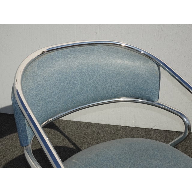 Blue Vintage Mid Century Modern Lowenstein Chrome Chair Made in Italy For Sale - Image 8 of 13