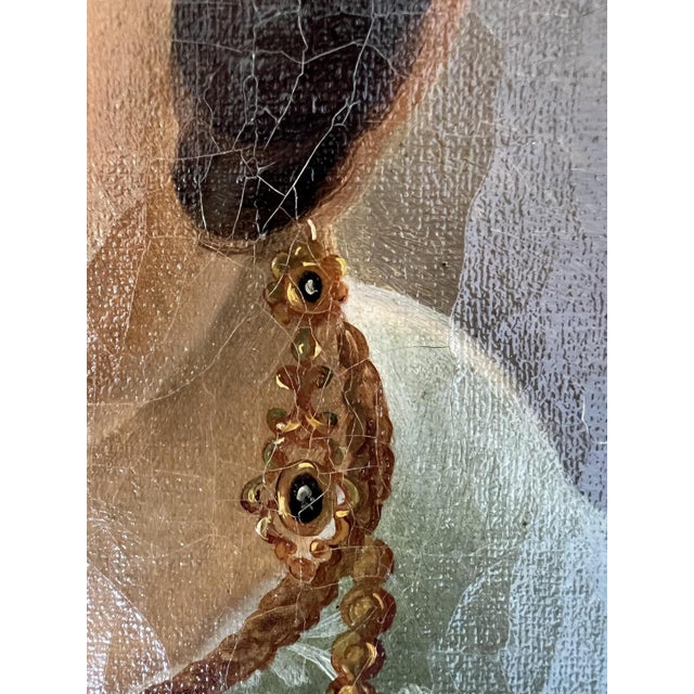 Captain's Wife Portrait, 1800s, Oil on Canvas For Sale - Image 7 of 14