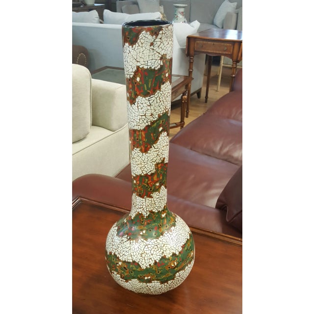 Eggshell Folk Art Maitland Smith Egg Shell Design Vase For Sale - Image 8 of 8