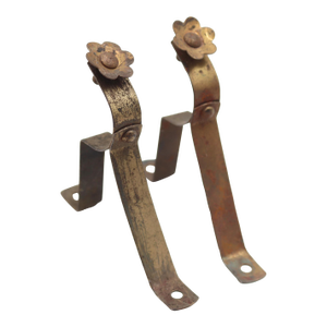 Pair of Vintage Floral Steel Curtain Rod Brackets