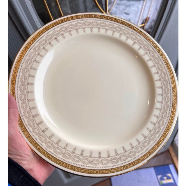 Cauldon Rare Set of Five Antique Cauldon England Gilt Dinner Plates For Sale - Image 4 of 12