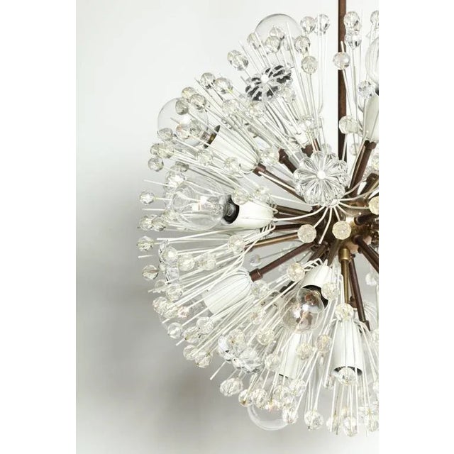 1950s Emil Stejnar "Snowball" Brass and Hand Cut Crystal Hanging Pendant For Sale - Image 6 of 10