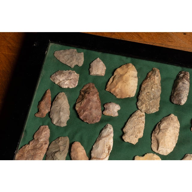 Early 20th Century Early 20th Century Framed Native American Stone Arrowhead Collection For Sale - Image 5 of 6