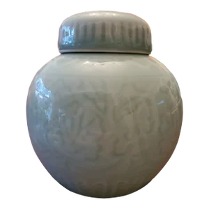 Vintage Chinese Jade Porcelain Jar Signed