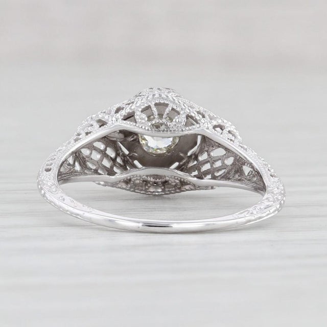 0.25ctw Diamond Solitaire Engagement Ring 14k Gold Antique Style Filigree Size 7 For Sale - Image 4 of 8