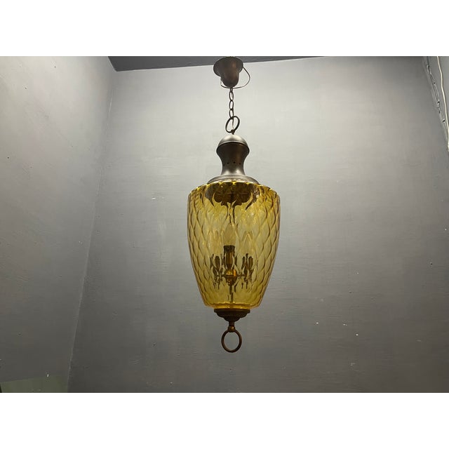 Vintage Amber Glass Pendant Light, 1960s For Sale - Image 8 of 12