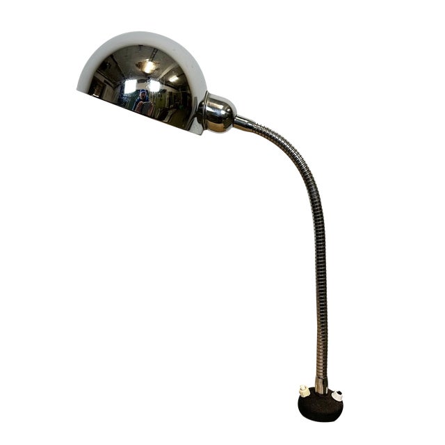Vintage Italian Chrome Gooseneck Table Lamp, 1960s For Sale