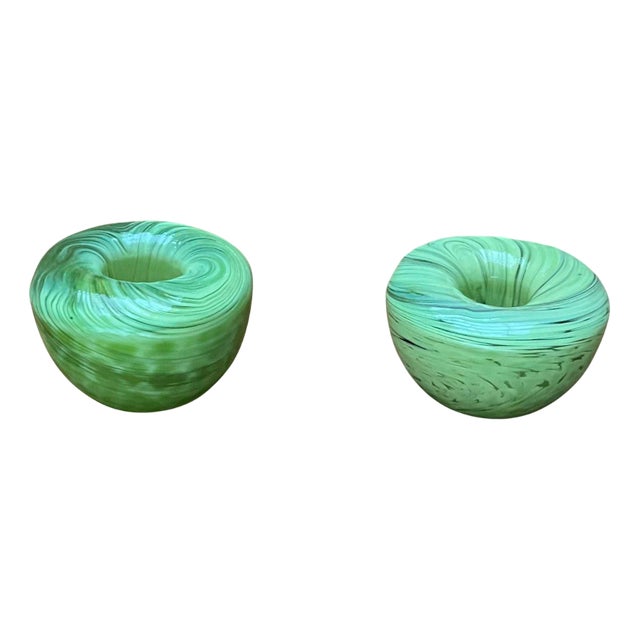 Vintage Swirl Cloud Art Glass Candleholder, 1970s, Set of 2 For Sale