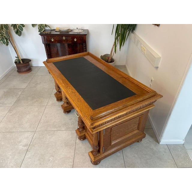 Wilhelminian Style Oak Column Desk Secretary For Sale - Image 18 of 18